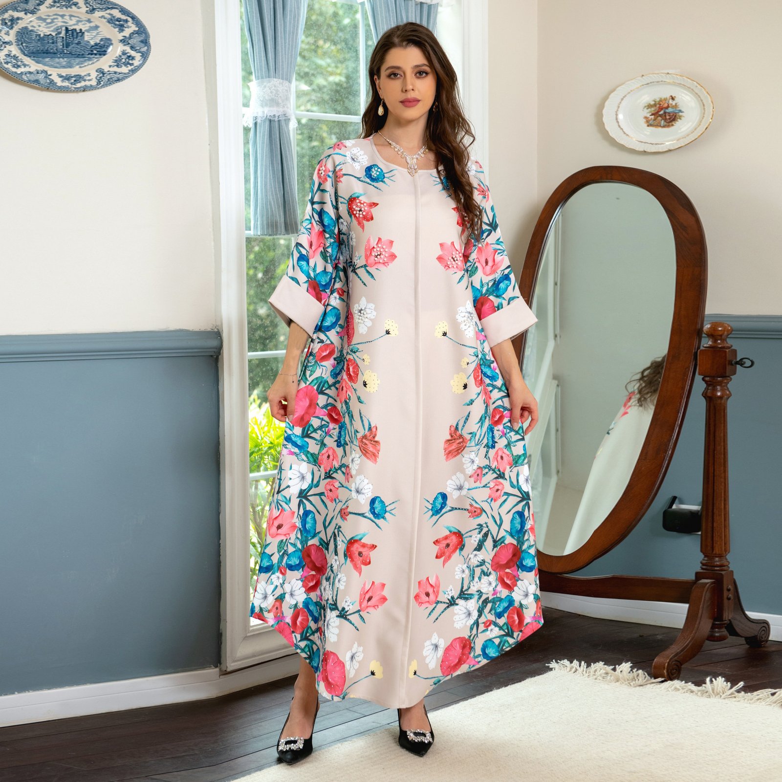 Muslim Robe Affordable Luxury Fashion Rhinestone Positioning Printing Arabic Ladies Dress - Image 10