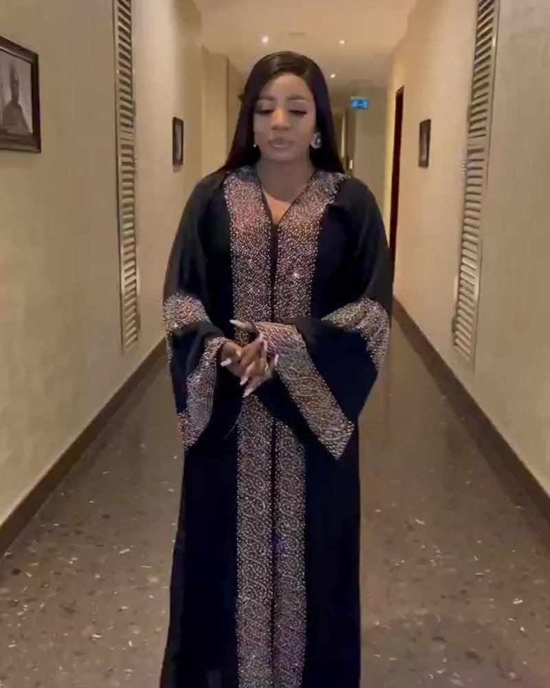 Women's Fashion Rhinestone Swing Dress Muslim Style Robe - Image 9