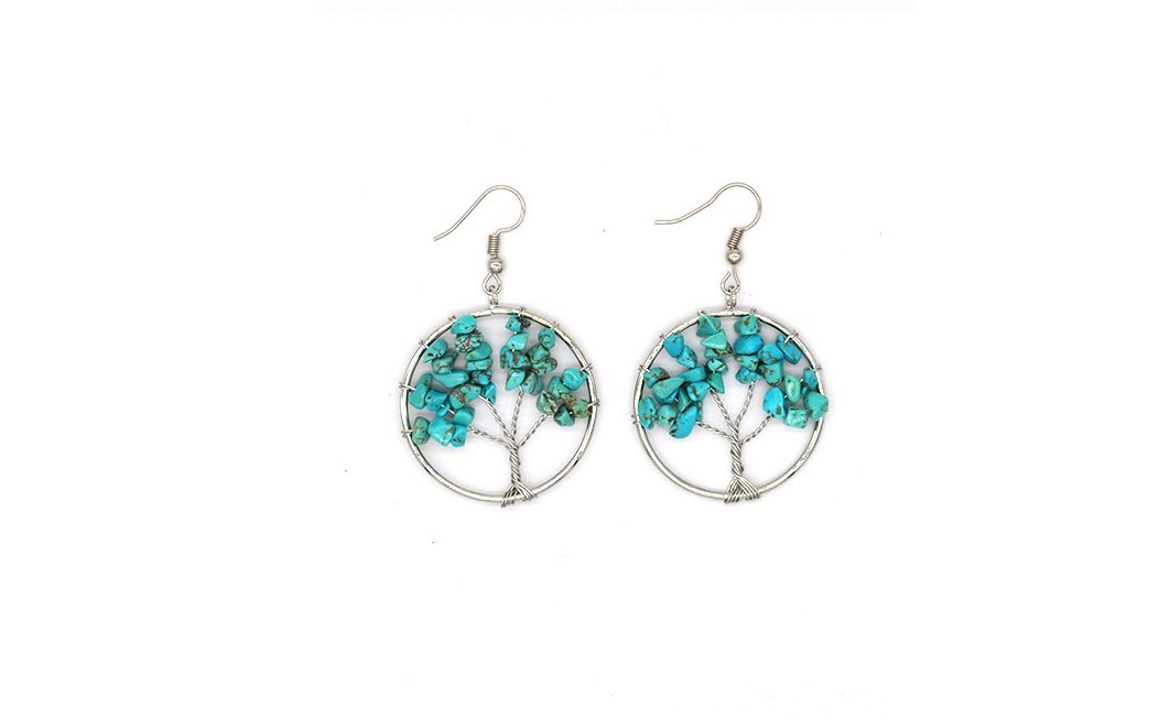 Natural Crystal Crushed Stone Tree Wishing Tree Earrings Crystal Tree Earrings Jewelry - Image 9