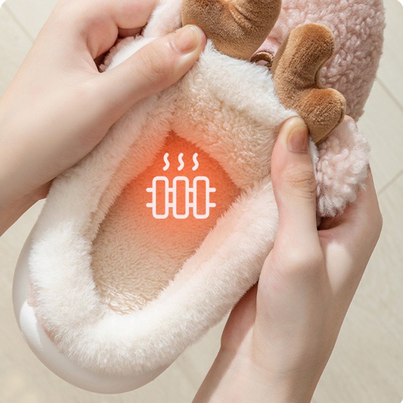 Christmas Shoes Winter Home Slippers Elk Soft Cozy Bedroom Slipper Slip On House Shoes - Image 5