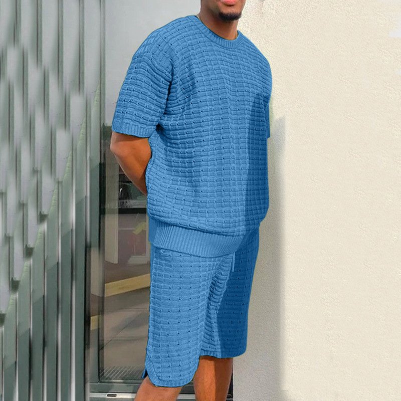 Men's Summer Suit Fashion Loose Men 2 Pieces Outfit Summer Hippie Shirt And Short Set - Image 4