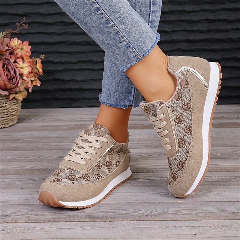 Flower Print Lace-up Sneakers Casual Fashion Lightweight Breathable Walking Running Sports Shoes Women Flats - Image 6