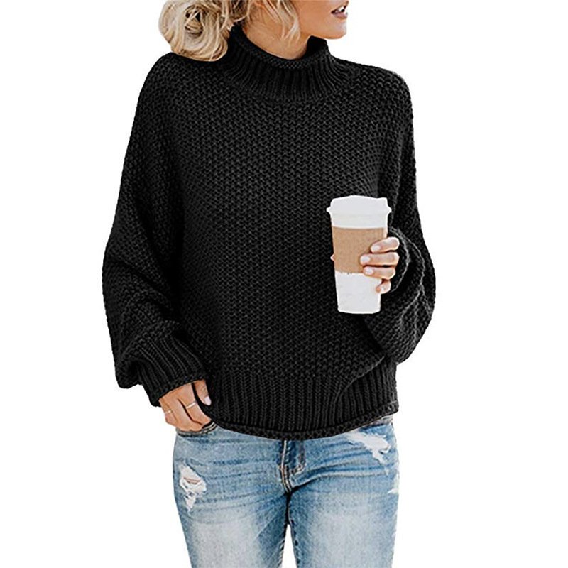 Solid Turtleneck Pullover Sweater Winter Fashion Casual Knitted Long-Sleeved Top Women's Clothing - Image 4