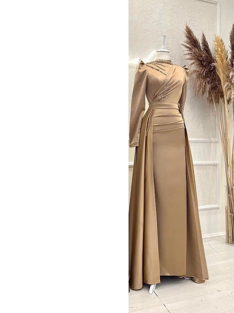 Muslim Stand Collar All-inclusive Long Sleeve Detachable Evening Dress - Image 8