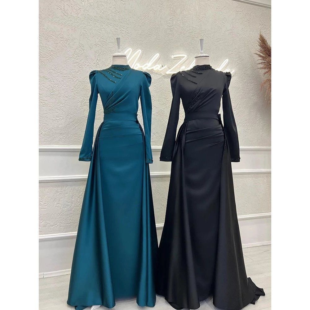 Muslim Stand Collar All-inclusive Long Sleeve Detachable Evening Dress - Image 2