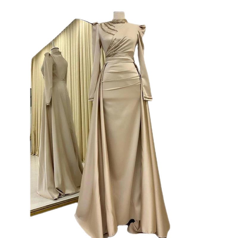 Muslim Stand Collar All-inclusive Long Sleeve Detachable Evening Dress - Image 5