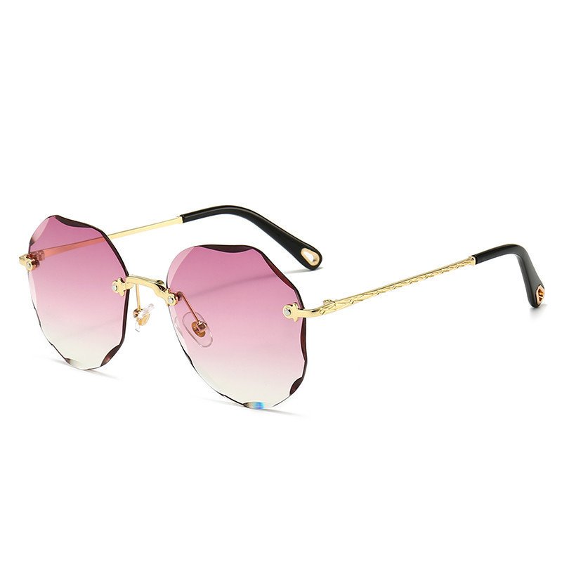 Polygonal Sunglasses Women Rimless Trimmed Sunglasses - Image 5