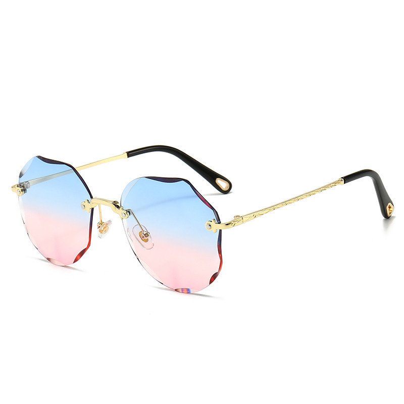 Polygonal Sunglasses Women Rimless Trimmed Sunglasses - Image 3