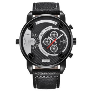 Mens Big Watches Fashion Leather Date Gifts Wristwatch