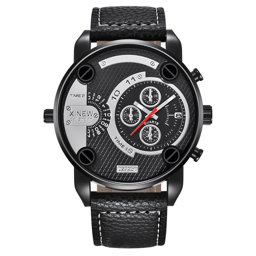 Mens Big Watches Fashion Leather Date Gifts Wristwatch