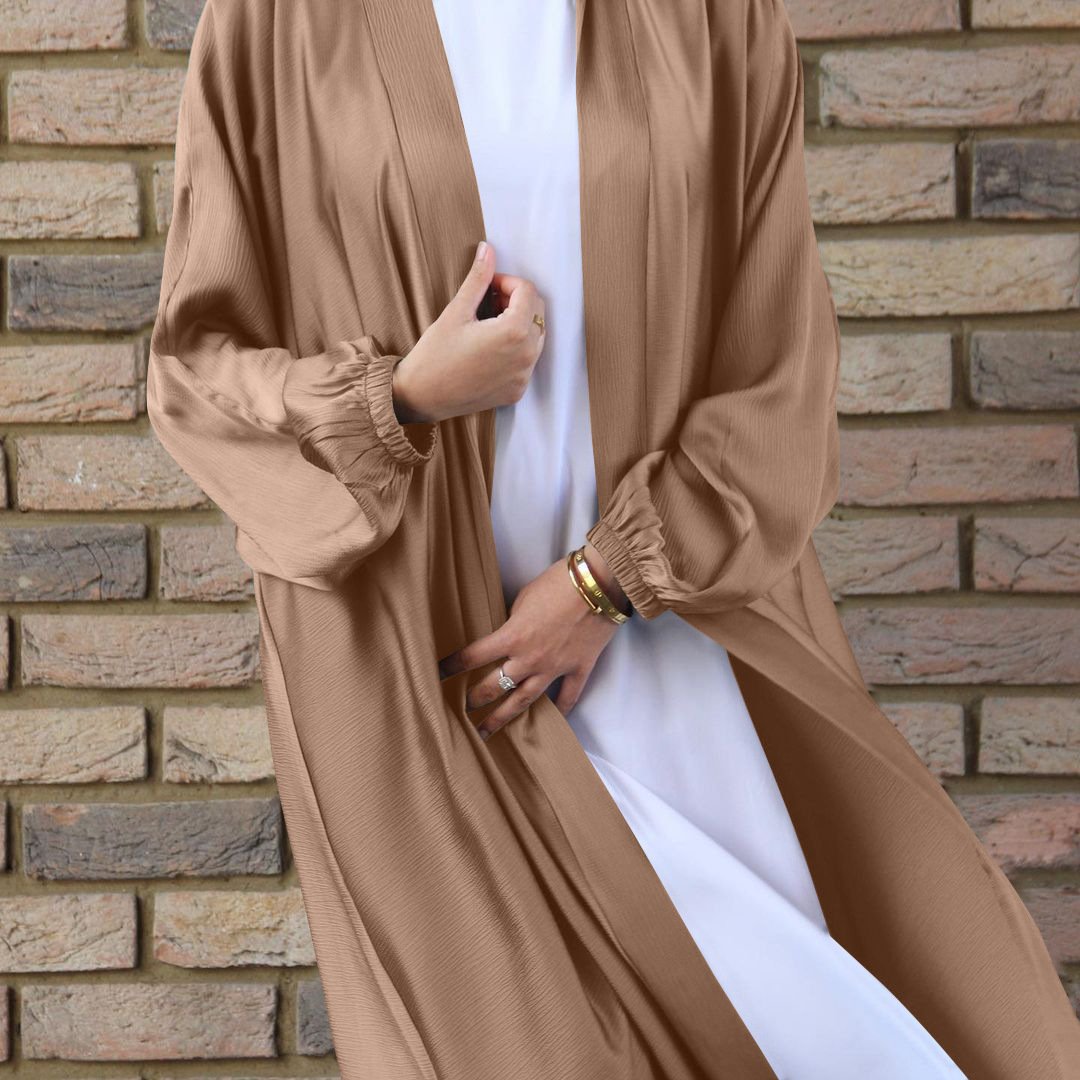 Muslim Women's Wear Bubble Satin Cardigan Dubai Dress - Image 6