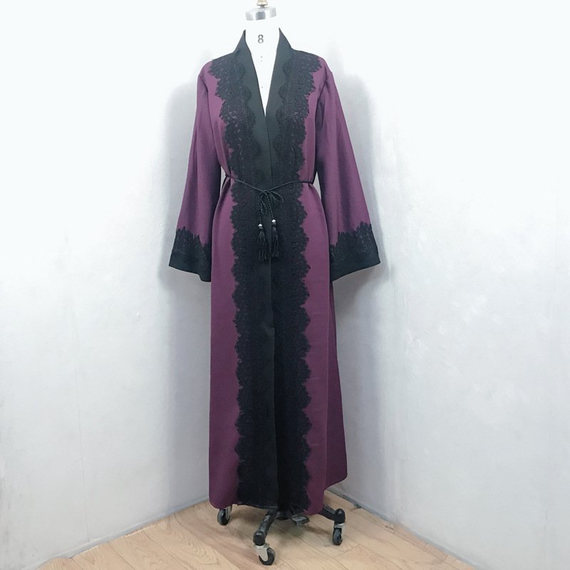Muslim Women's Lace Dress Cardigan Robe - Image 2