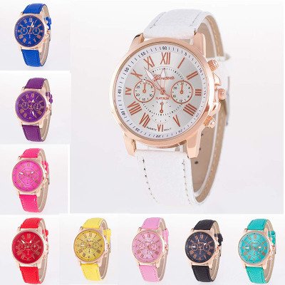 Three eye watches, retro GENEVA, Geneva students, couples, watches, men's belts, quartz trends watches - Image 2