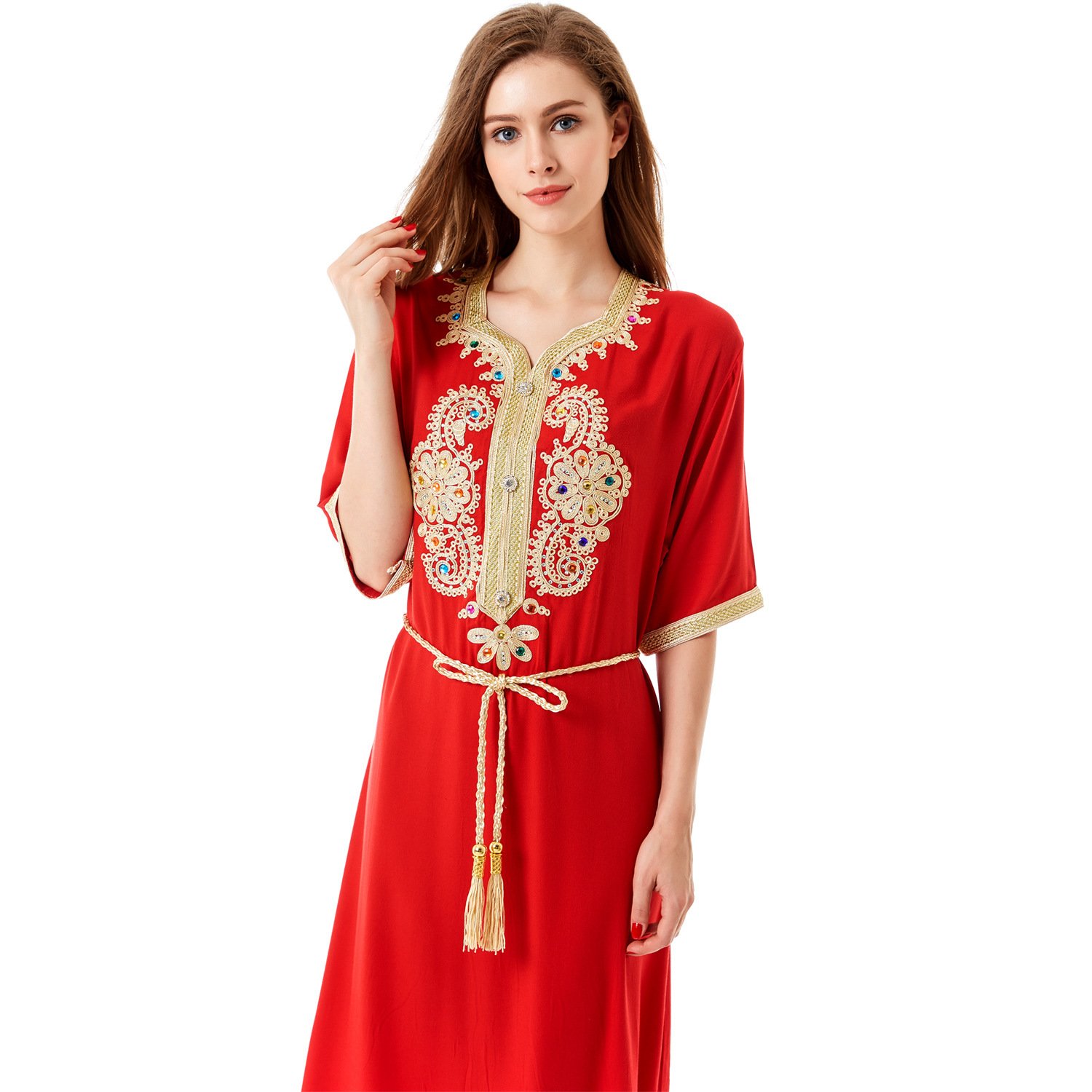 Middle East Muslim Women's Robe Short Sleeve Dress - Image 4