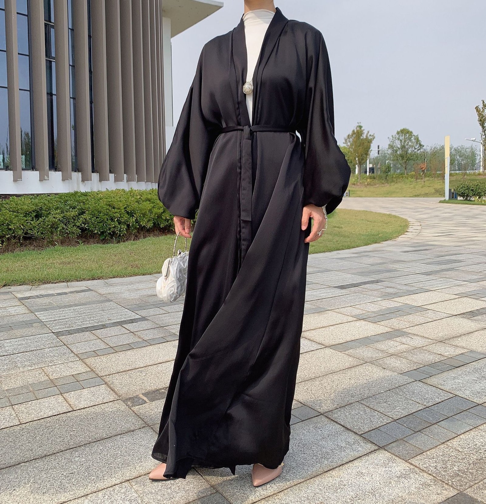 Muslim Women's Wear Bubble Satin Cardigan Dubai Dress - Image 10