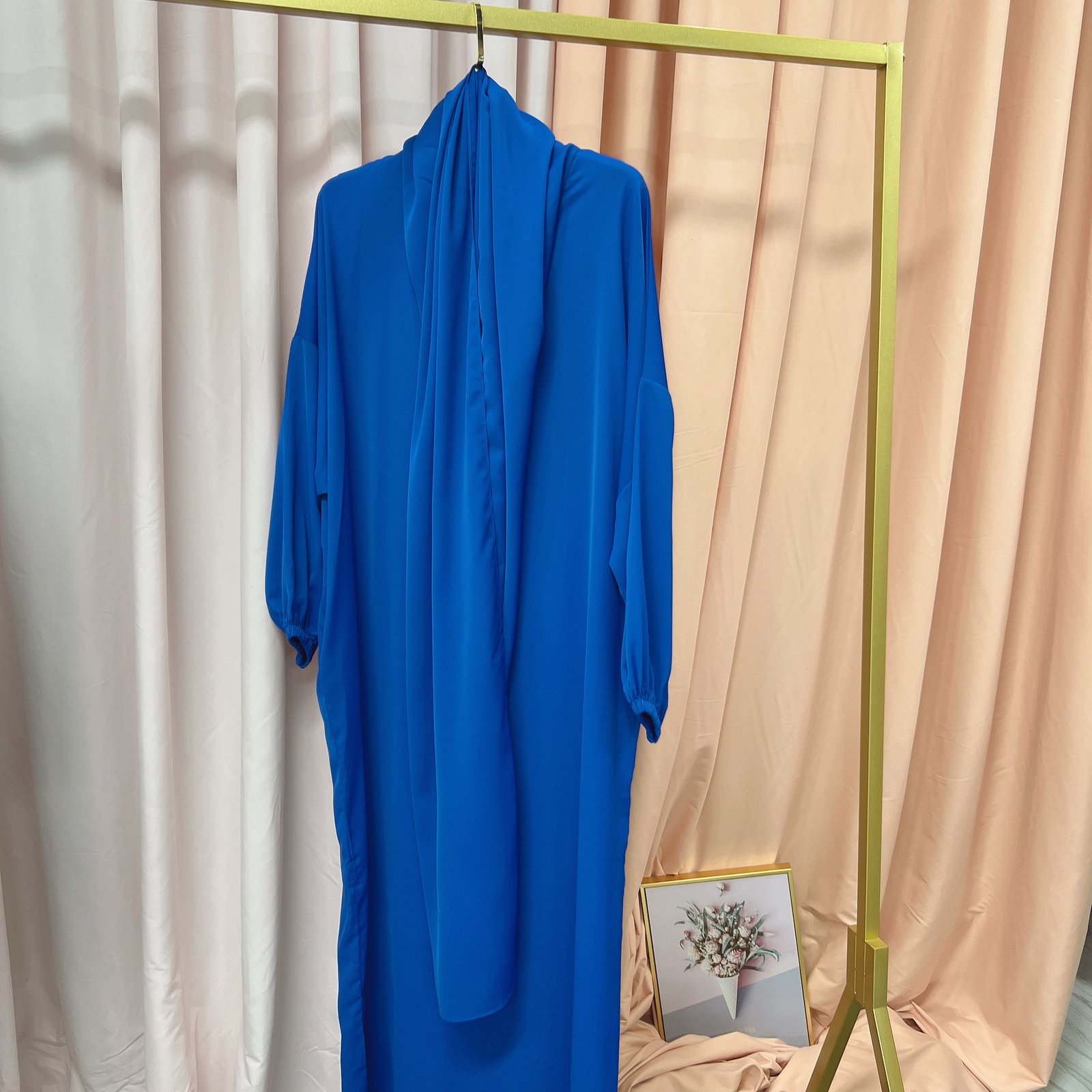 European And American Muslim Arabic Solid Color Hooded Robe Dress - Image 5