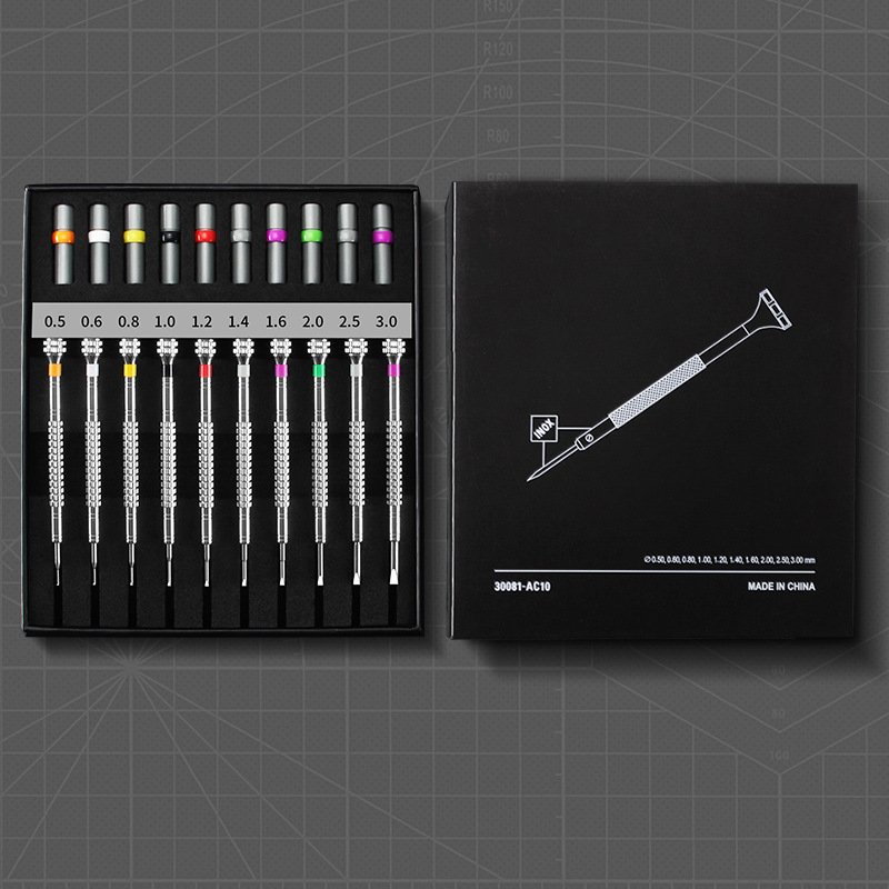Repair Watch Hardware Tools Repair Watch Glasses Precision Cross And Straight Manual Screwdriver 10-piece Screwdriver - Image 3
