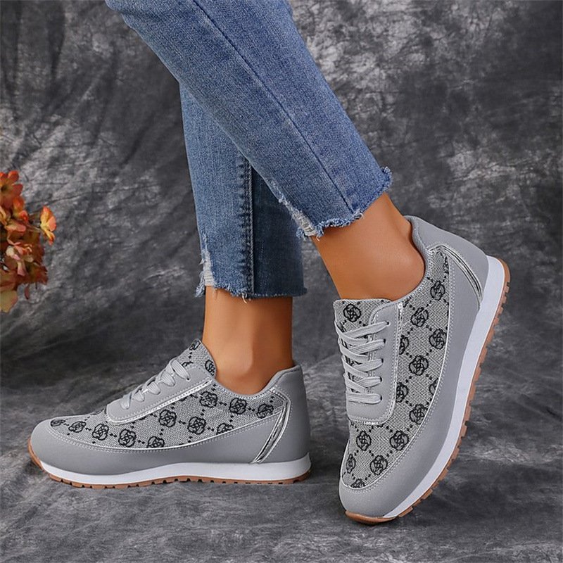 Flower Print Lace-up Sneakers Casual Fashion Lightweight Breathable Walking Running Sports Shoes Women Flats - Image 5