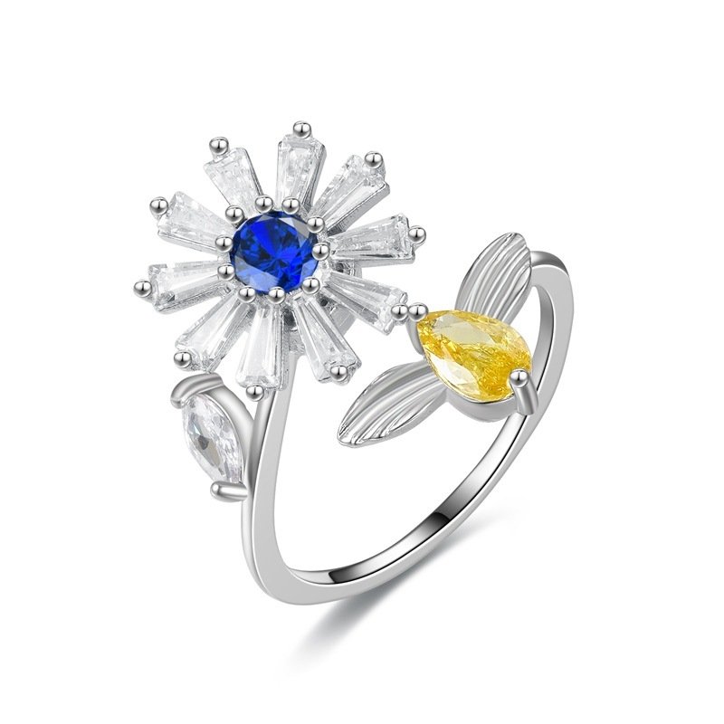Turnable Rings Eyes Flowers Anxiety Rings For Women Fidget Spinner Ring Jewelry - Image 5