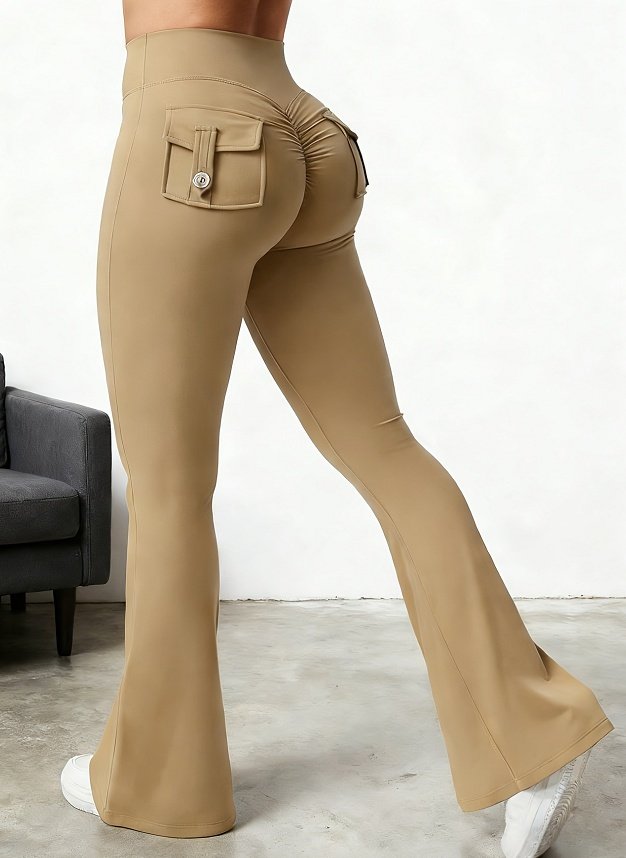 Yoga Fitness Flared Pants With Pockets Ins Fashion Slim High Waist Sports Trousers Scrunch Butt Booty Workout Lifting Leggings - Image 9