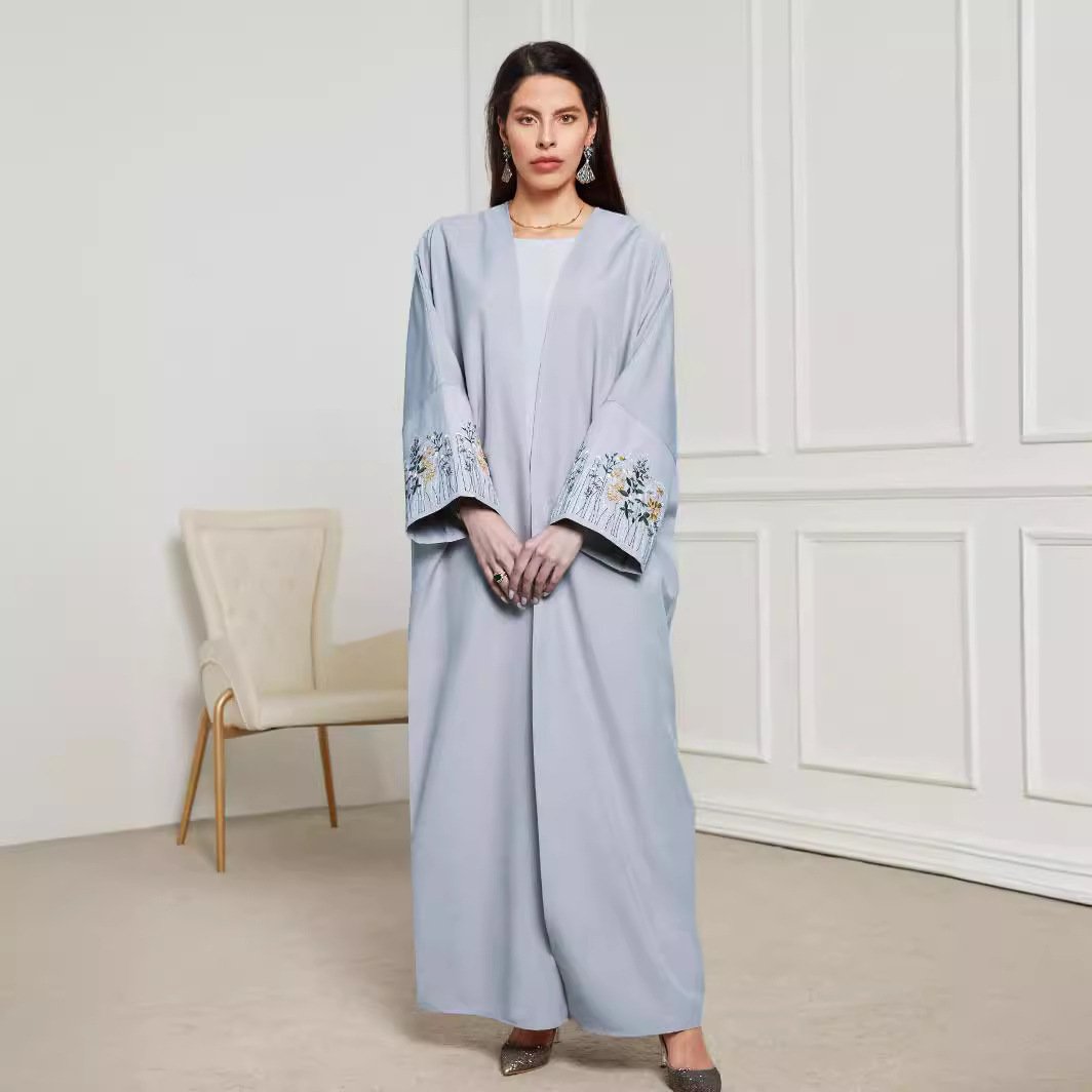 Middle East Muslim Clothing Robe Embroidered Cardigan Dress - Image 2