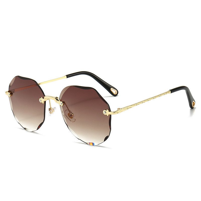 Polygonal Sunglasses Women Rimless Trimmed Sunglasses - Image 4