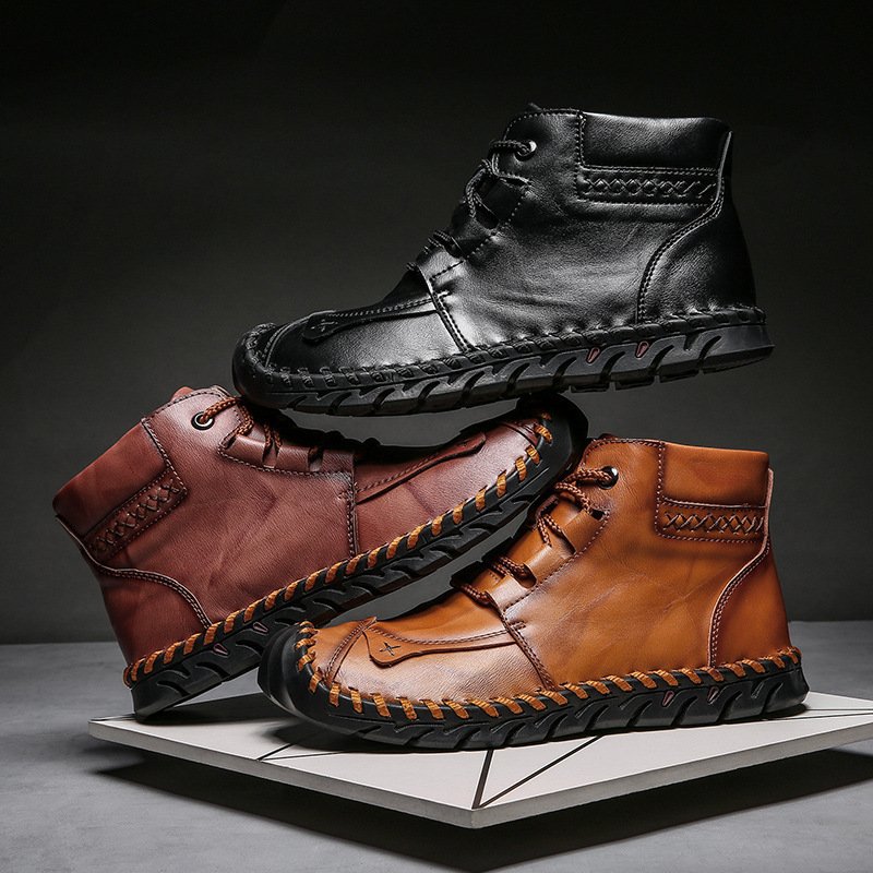 Leather shoes leather men casual shoes - Image 5