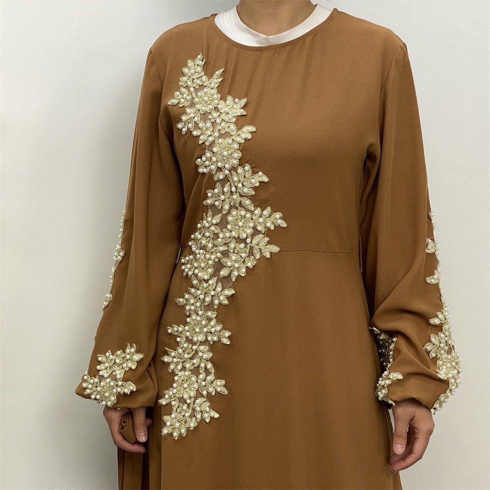 Fashion Lace Beaded Muslim Dress Women - Image 6