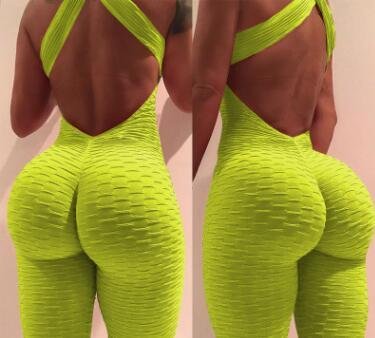 Yoga Jumpsuit Cross Design Backless Tracksuit Full Bodysuit - Image 9