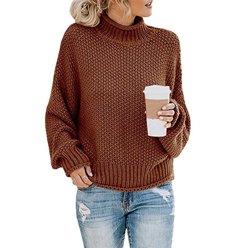 Solid Turtleneck Pullover Sweater Winter Fashion Casual Knitted Long-Sleeved Top Women's Clothing - Image 6