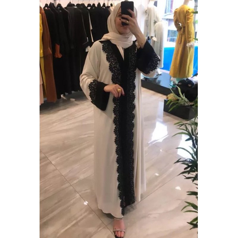 Muslim Women's Lace Dress Cardigan Robe - Image 5