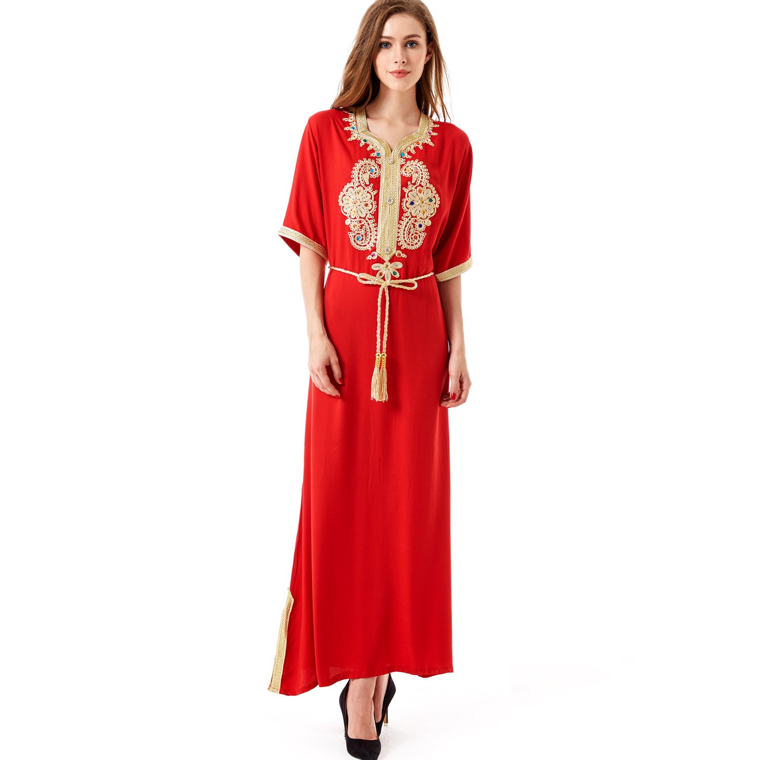 Middle East Muslim Women's Robe Short Sleeve Dress - Image 5