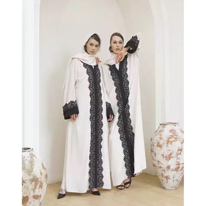 Muslim Women's Lace Dress Cardigan Robe - Image 6