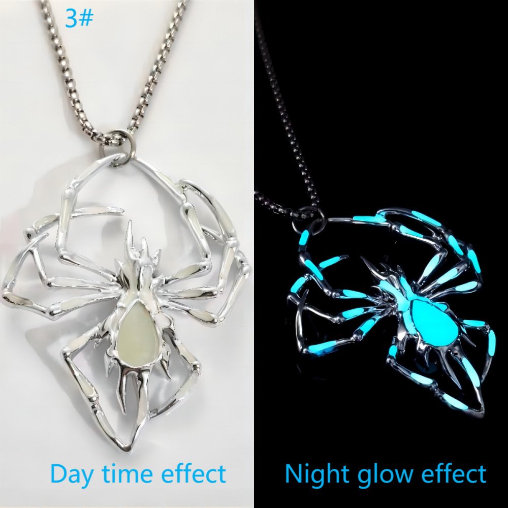 Halloween Creative Stereo Luminous Spider Necklace Jewerly Glowing Night Fluorescence Antique Vintage Glow In The Dark For Men Women Gift Party Halloween Day Club - Image 7