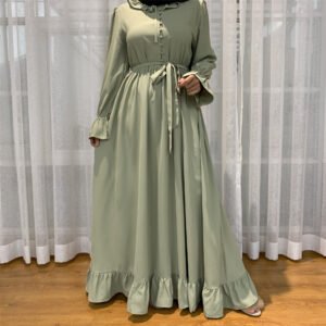 Fashionable Women's Solid Color Patchwork Large Swing Muslim Dress