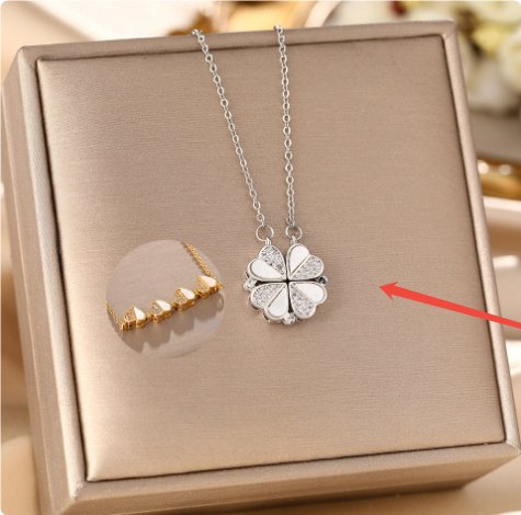 Luxury Four Leaf Clover Pendant Necklace Stainless Steel Crystal Heart Jewelry For Women Gift - Image 9