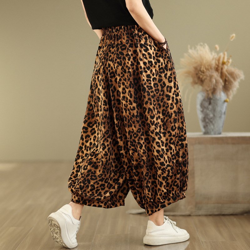 Fashionable Vintage Leopard-print Bloomers Wide-leg Pants - Image 4