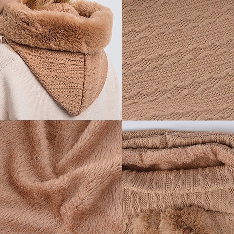 Winter Thick Plush Hat With Scarf Windproof Warm Knit Hats Hooded For Women - Image 5