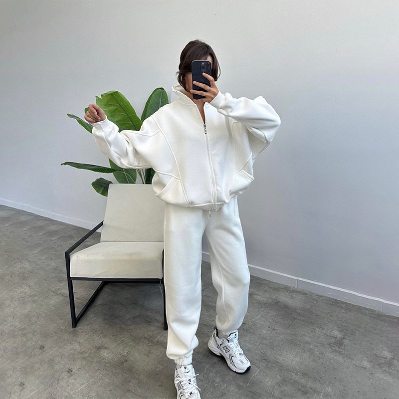 Sports Suits With Pockets Stand-up Collar Zipper Cardigan And Drawstring Trousers Fashion Jogger Set Outfits Tracksuits Women's Clothing - Image 4