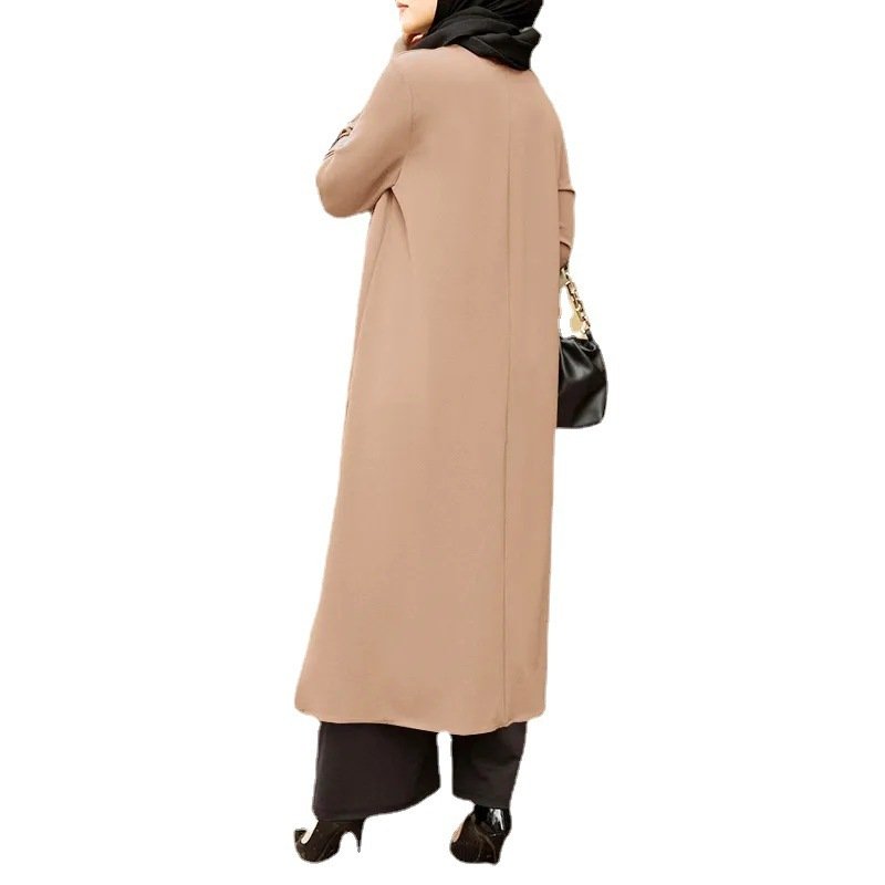 New Muslim Dubai Robe Pure Color Split Dress - Image 5