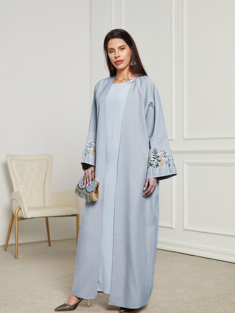 Middle East Muslim Clothing Robe Embroidered Cardigan Dress - Image 10