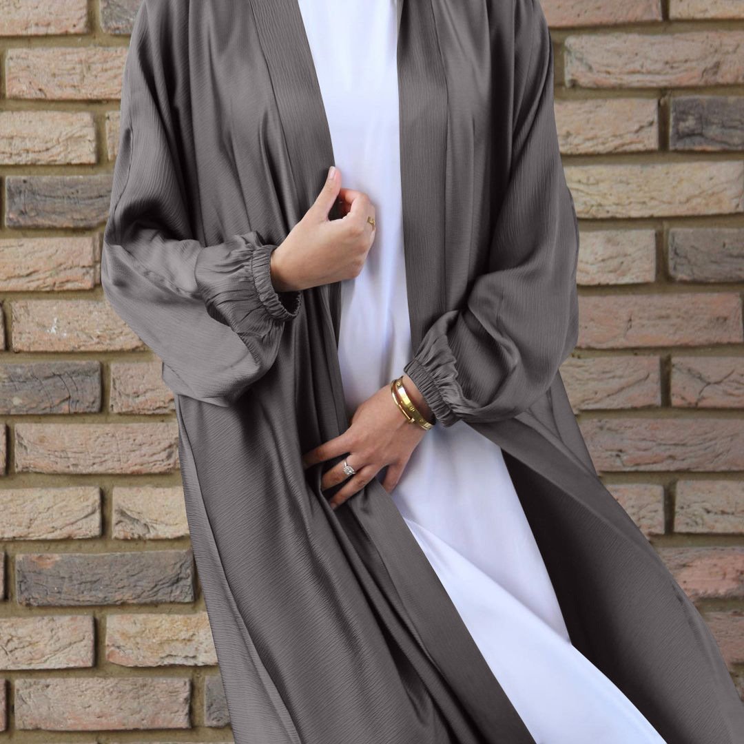 Muslim Women's Wear Bubble Satin Cardigan Dubai Dress - Image 8