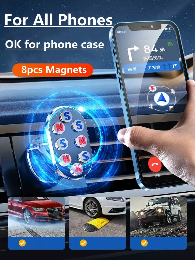 Rotate Metal Magnetic Car Phone Holder Foldable Universal Mobile Phone Stand Air Vent Magnet Mount GPS Support - Image 5