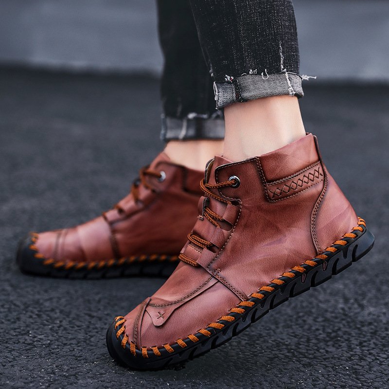 Leather shoes leather men casual shoes - Image 4
