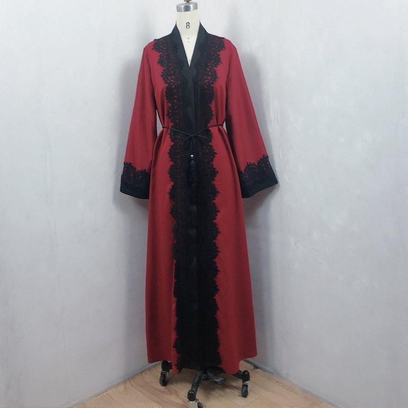 Muslim Women's Lace Dress Cardigan Robe - Image 7