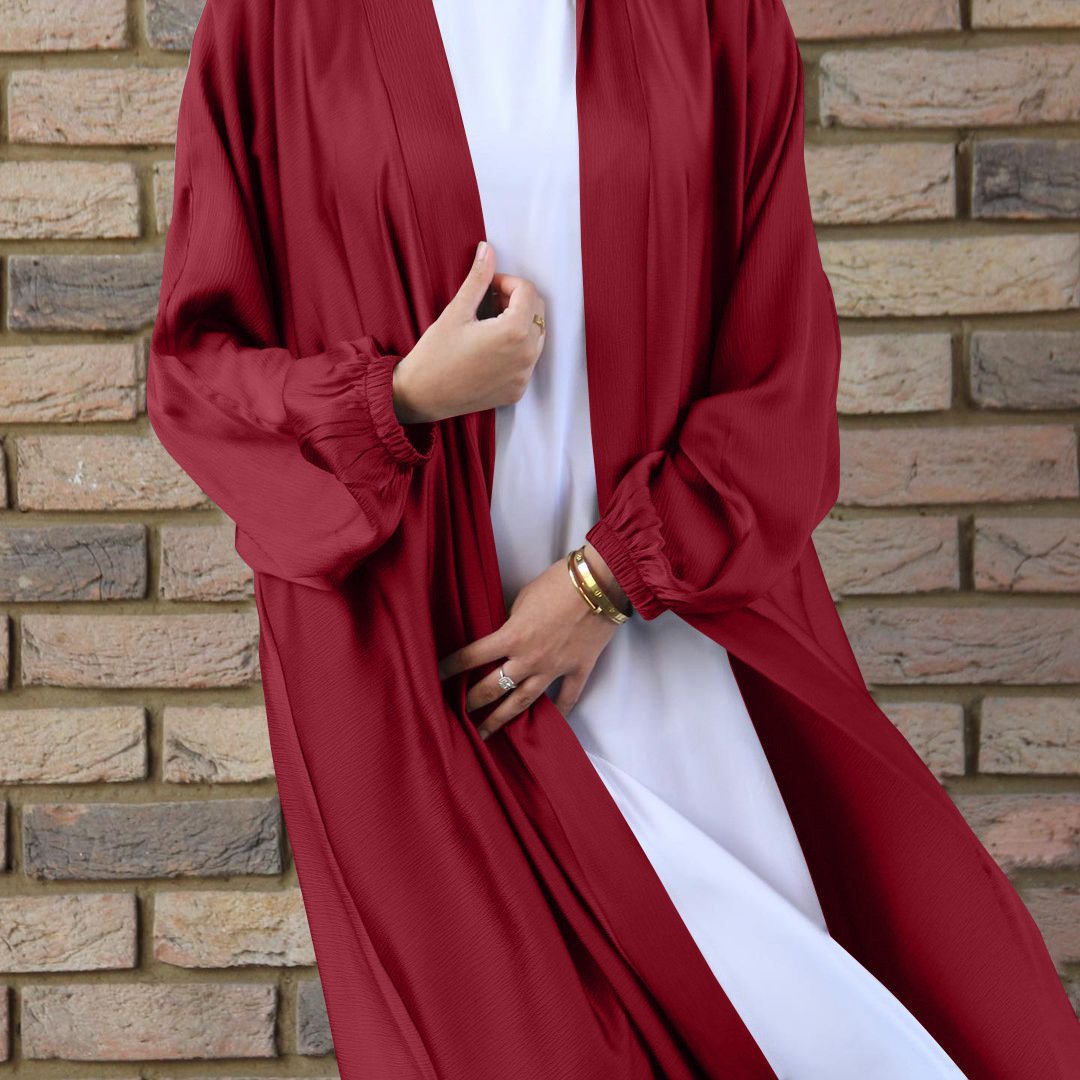 Muslim Women's Wear Bubble Satin Cardigan Dubai Dress - Image 4