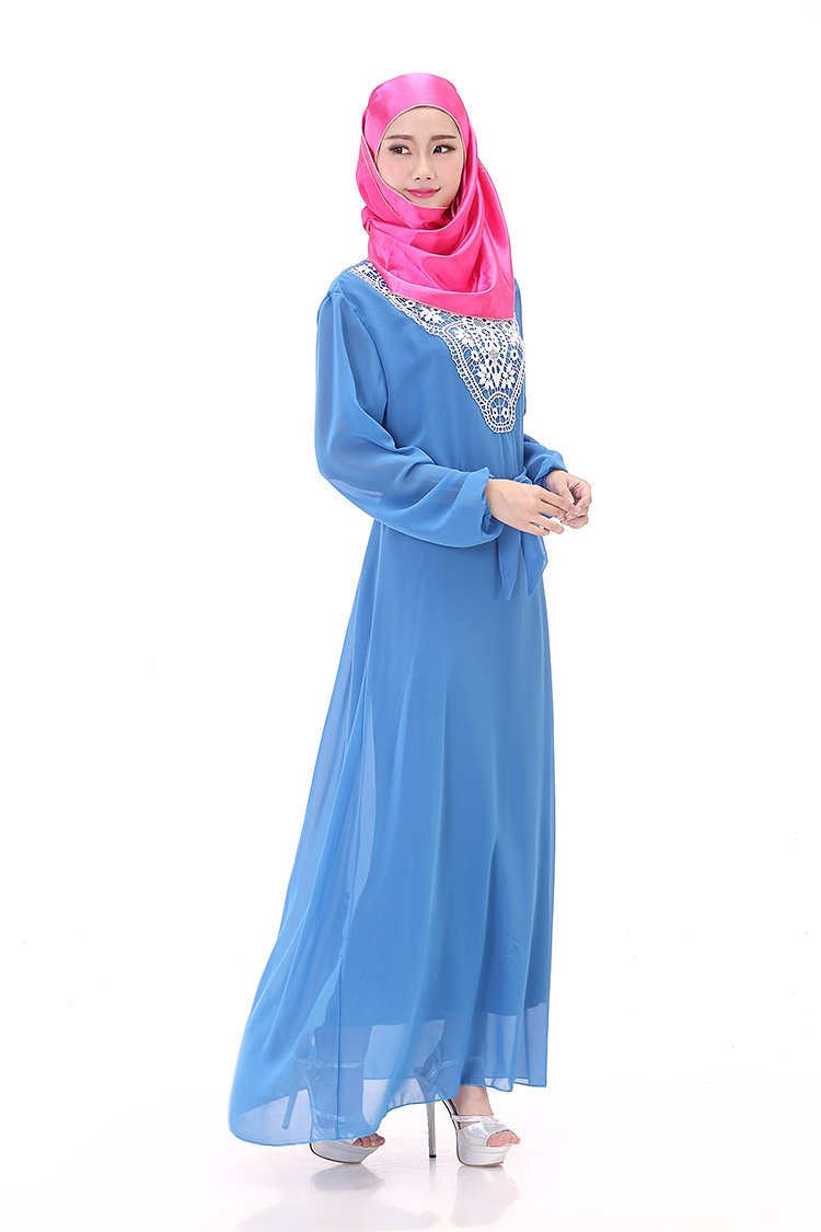 Muslim Robe Arab Hui Ethnic Women Chiffon Plus Size Women's Long-sleeved Dress - Image 4