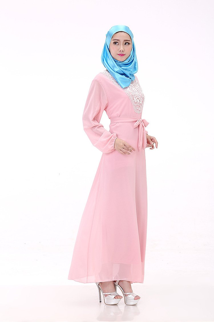 Muslim Robe Arab Hui Ethnic Women Chiffon Plus Size Women's Long-sleeved Dress - Image 7