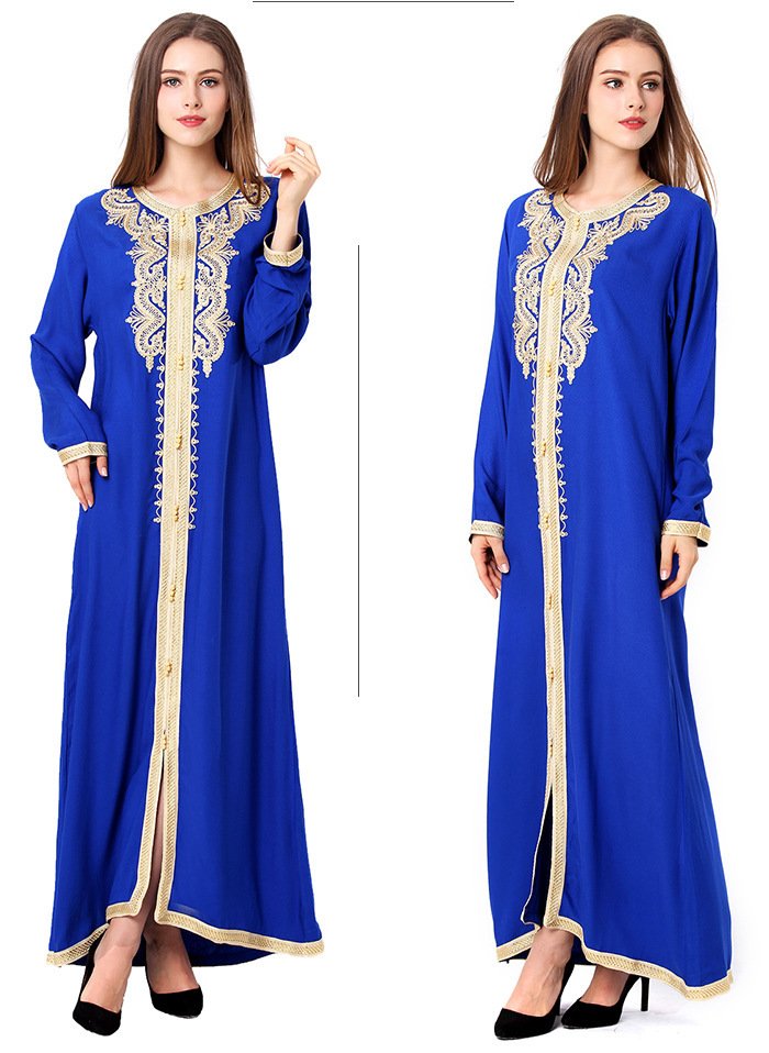 Muslim Robe Arab Hui Ethnic Women Chiffon Plus Size Women's Long-sleeved Dress - Image 9