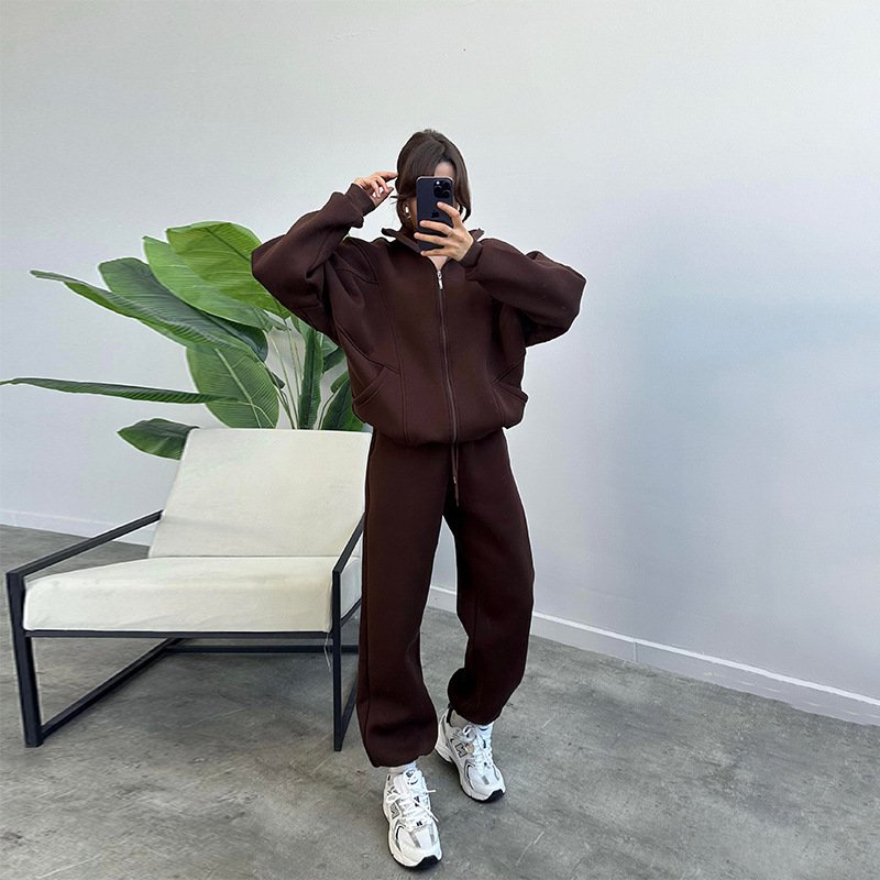 Sports Suits With Pockets Stand-up Collar Zipper Cardigan And Drawstring Trousers Fashion Jogger Set Outfits Tracksuits Women's Clothing - Image 7